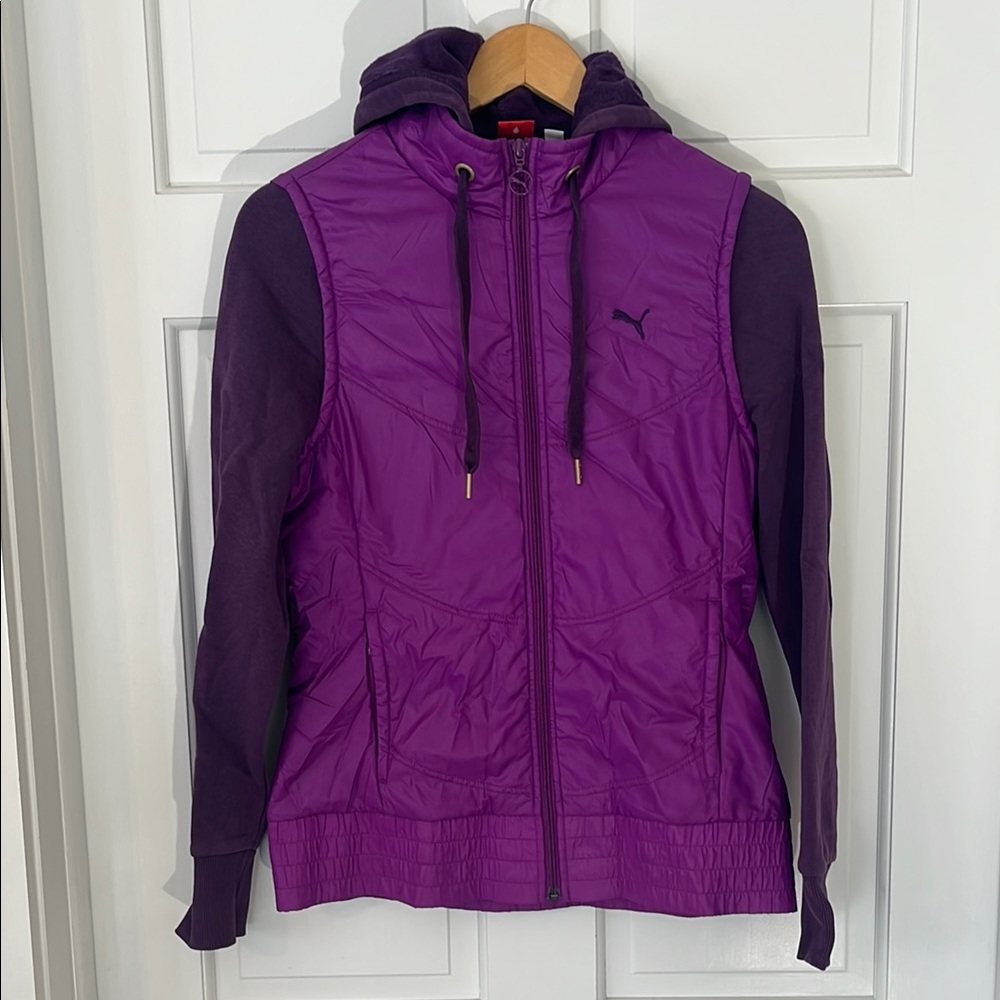 Puma Women's Purple Hooded Hybrid Jacket